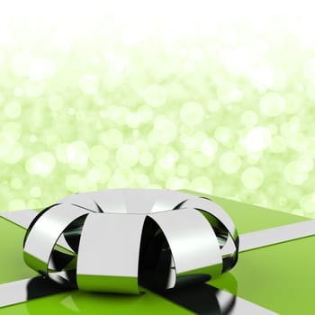Green Giftbox With Bokeh Background For Mans Birthday