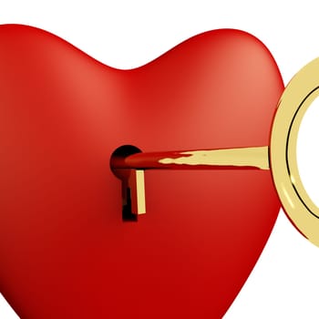 Heart With Key Close Up Showing Love Romance And Valentine