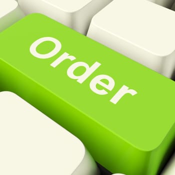 Order Computer Key In Green Showing Online Purchases And Shopping