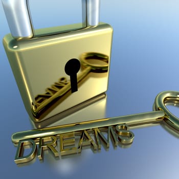 Padlock With Dreams Key Showing Wishes Hopes And Future