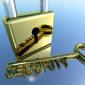 Padlock With Security Key Showing Protection Encryption Or Safety