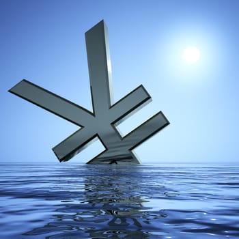 Yen Sinking In The Sea  Showing Depression Recession And Economic Downturns