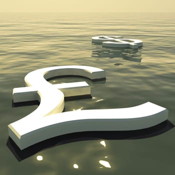 Pound Floating And Dollar Going Away Showing Money Exchange And Forex