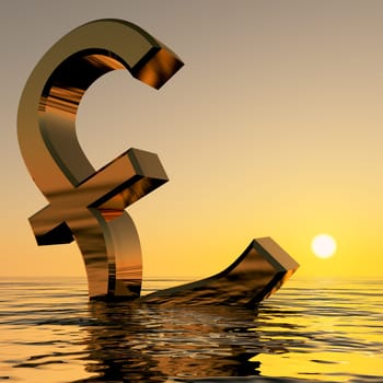 Pound Sinking In The Ocean Showing Depression Recession And Economic Downturns