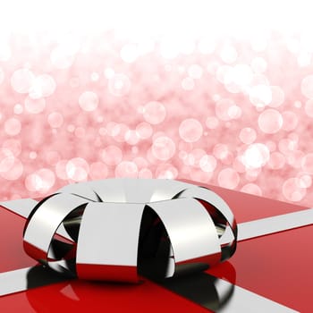 Red Giftbox With Bokeh Background For Womans Birthday