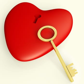 Heart With Key Showing Love Romance And Valentine