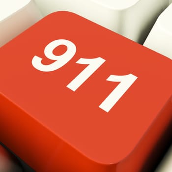 Emergency Computer Key Showing Fire Police And Medical Rescue