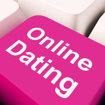 Online Dating Computer Key Showing Romance And Love