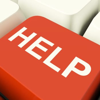 Help Computer Key Showing Assistance Support Or Answers