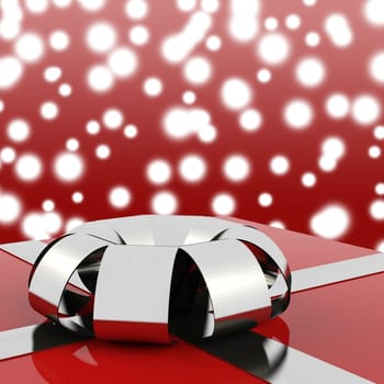 Red Giftbox With Stars Background For Womans Birthday