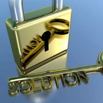 Padlock With Solution Key Showing Strategy Planning And Successes