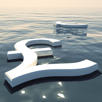 Pound Floating And Euro Going Away Showing Money Exchange And Forex