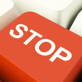Stop Computer Key Showing Denial Panic Or Negativity