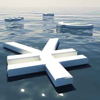 Yen Floating And Currencies Going Away Showing Money Exchange And Forex