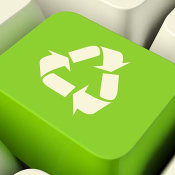 Recycle Computer Key In Green Showing Recycling Or Eco Friendly
