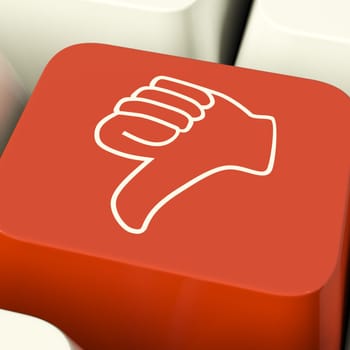 Thumbs Down Icon Computer Key Showing Dislike Failure Or False