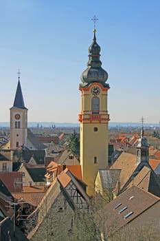 Church towers in Schriesheim
