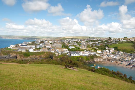 panorama of the village of Port Isaac in Cornwall