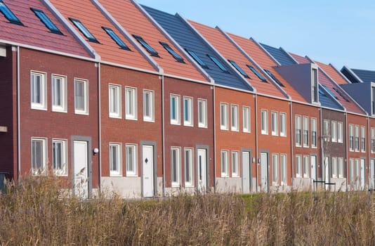 a row of new terraced houses in the Netherlands