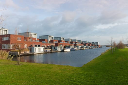 residential area in Almere, Netherlands, built on an artificial island