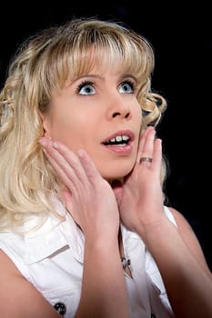 Woman looks frightened
