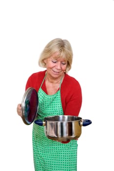 Senior woman with cooking pot