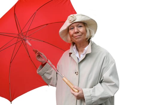Senior woman with umbrella