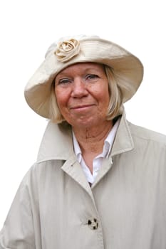 Senior woman in rain gear