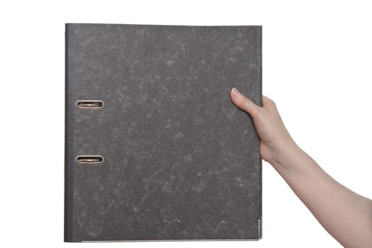 Hand of a woman holding a folder