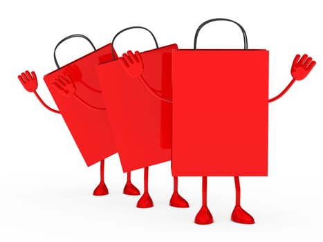 Red sale percent bags stand and wave