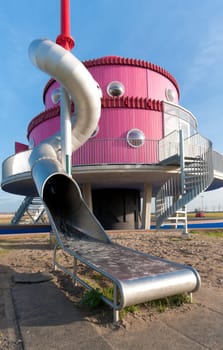 ALMERE, NETHERLANDS - NOVEMBER 26: A by children designed play-house on November 26, 2011 in Almere, Netherlands. It is officially opened by Princess Maxima of the Netherlands on June 8, 2011.