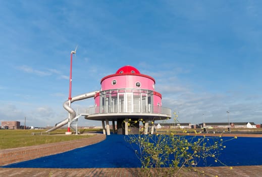 ALMERE, NETHERLANDS - NOVEMBER 26: A by children designed play-house on November 26, 2011 in Almere, Netherlands. It is officially opened by Princess Maxima of the Netherlands on June 8, 2011.
