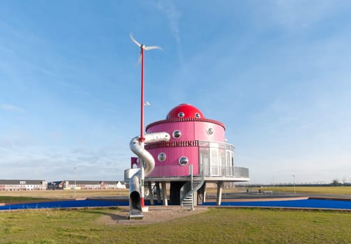 ALMERE, NETHERLANDS - NOVEMBER 26: A by children designed play-house on November 26, 2011 in Almere, Netherlands. It is officially opened by Princess Maxima of the Netherlands on June 8, 2011.