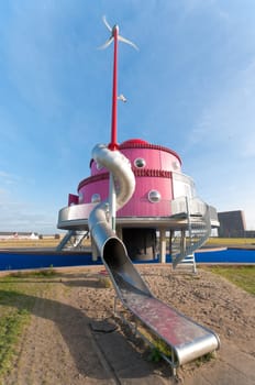 ALMERE, NETHERLANDS - NOVEMBER 26: A by children designed play-house on November 26, 2011 in Almere, Netherlands. It is officially opened by Princess Maxima of the Netherlands on June 8, 2011.