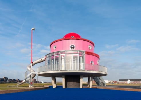 ALMERE, NETHERLANDS - NOVEMBER 26: A by children designed play-house on November 26, 2011 in Almere, Netherlands. It is officially opened by Princess Maxima of the Netherlands on June 8, 2011.