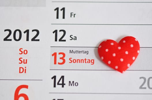 Mother's Day in the calendar
