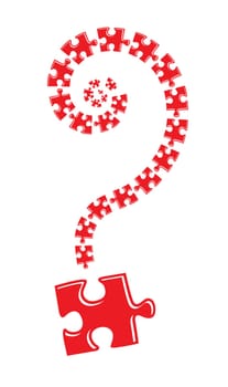 Question mark from puzzle illustration on white background