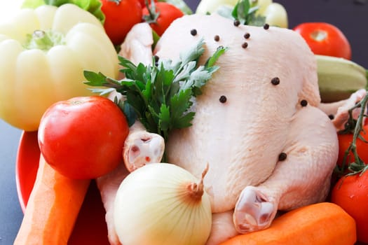 Chicken raw  with vegetables