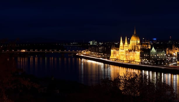 Hungarian parliament at night, Budapest