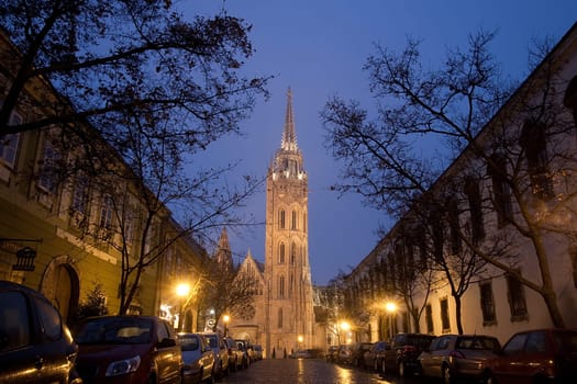 Budapest Matthias Church at night