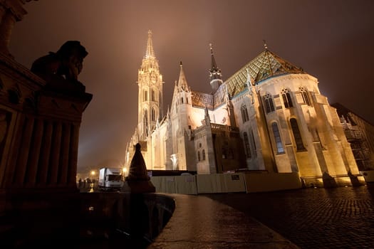 Budapest Matthias Church at night