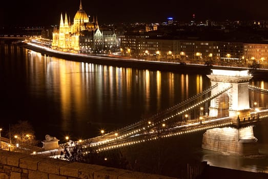 Hungarian parliament at night, Budapest