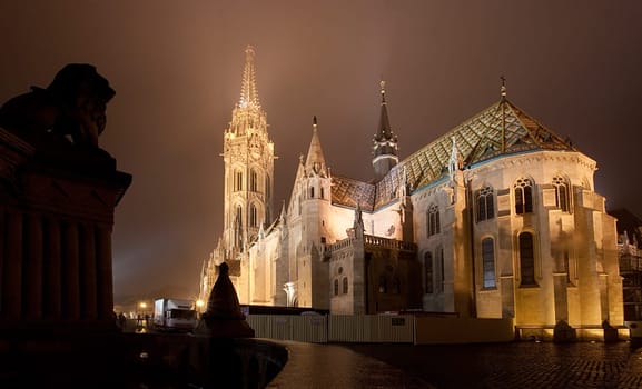 Budapest Matthias Church at night