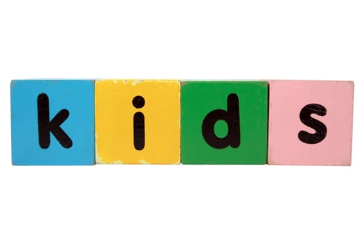toy letters that spall kids against a white background with clipping path