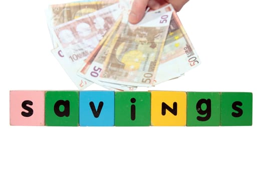 toy letters that savings against a white background with clipping path