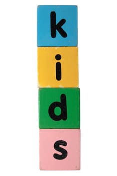 toy letters that spall kids against a white background with clipping path