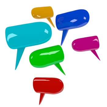 Colorful speech bubbles isolated on white,3D image