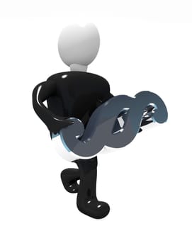 Man with paragraph icon,3d image