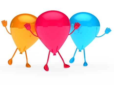 Colorful Party balloon stand and wave hands
