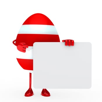 red easter egg hold a white billboard